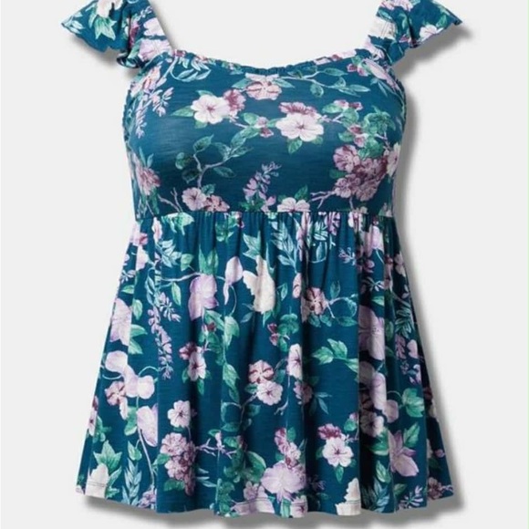 Torrid Blue Floral Ruffle Tank - Picture 6 of 6